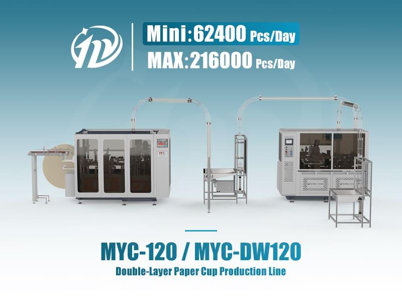 Myc-120 متصل بخط إنتاج تشكيل أكواب ورقية مزدوجة الجدار Myc-Dw120