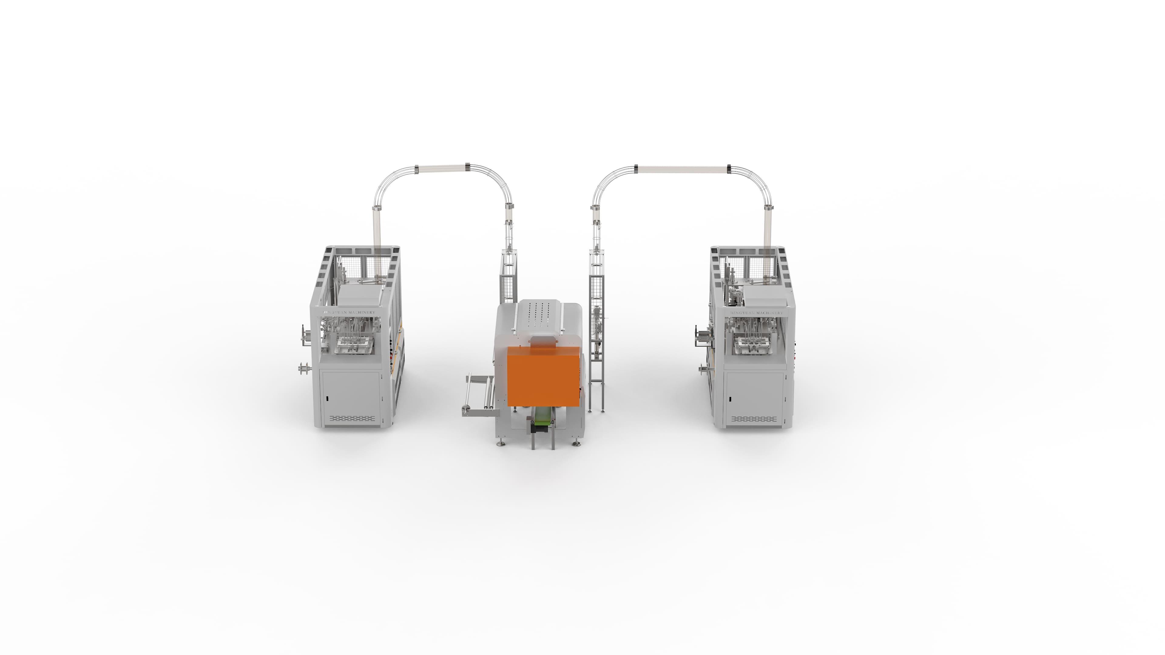UL & CE Certification Two OCM12 Paper Cup Machine Connect MY-800 Paper Cup Packing Machine Solution In Canada